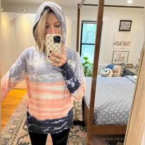 Te Verde Red White and Blue Tie Dye Hoodie